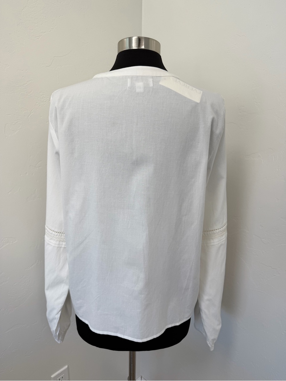NWT Evereve white Jacqueline lace Inset Eyelet cottagecore Peasant Blouse Size L - Picture 8 of 13